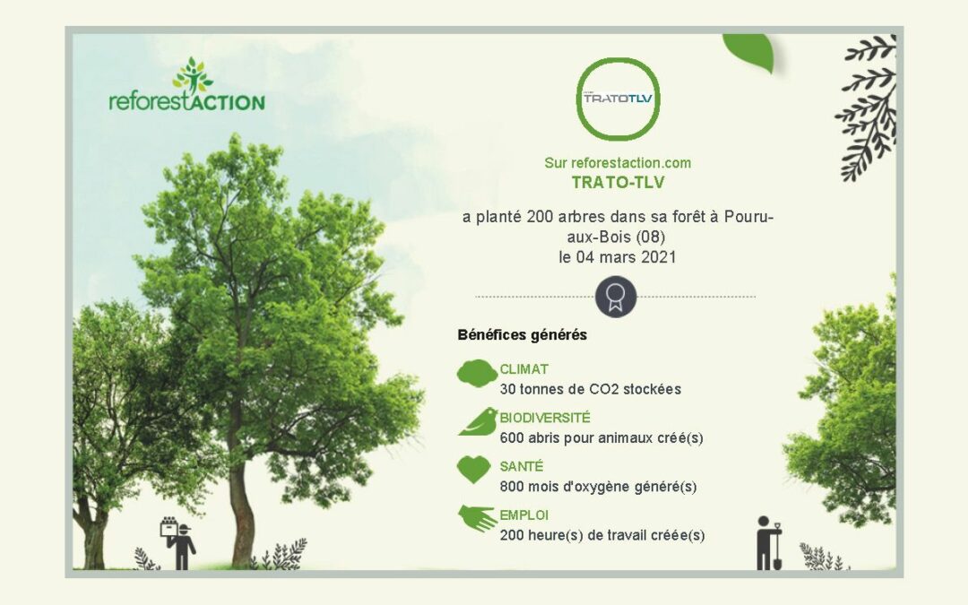 *** TRATO-TLV soutient Reforest’Action *** 🌳